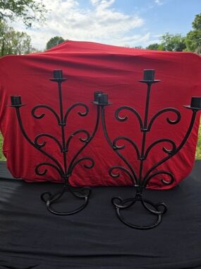 Pair of Vintage Wrought Iron Candelabras